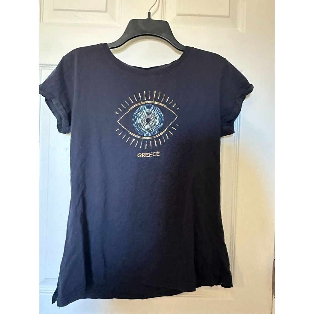 Greece Graphic T‑Shirt – Evil Eye Design – Short Sleeve – Unisex Fit XL youth